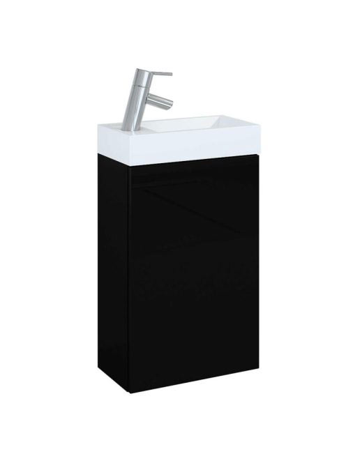 Arezzo design Mini alsószekrény mosdóval 40 cm, 1 ajtóval, fényes fekete AR-163070