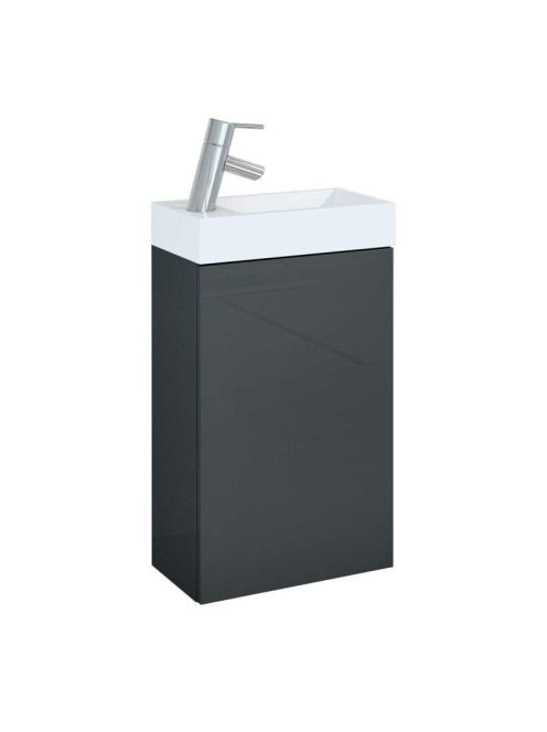 Arezzo design Mini alsószekrény mosdóval 40 cm, 1 ajtóval, fényes antracit AR-166042