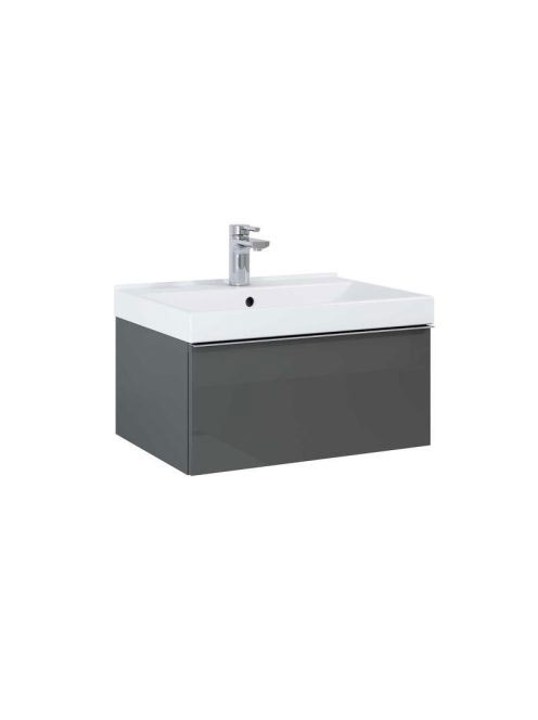 Arezzo design Monterey 60 alsószekrény szifonkivágással, 1 fiókkal, fényes antracitszürke AR-167076