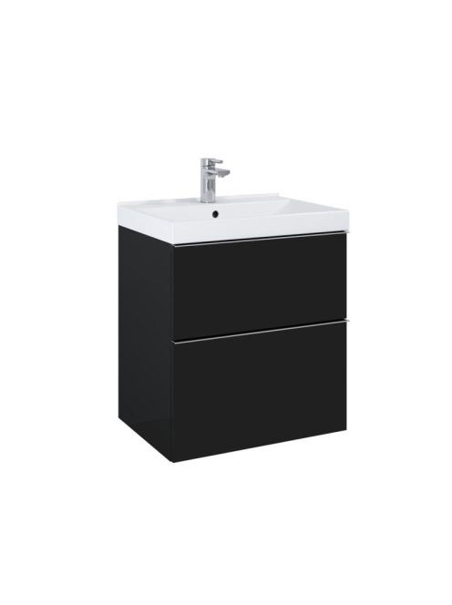 Arezzo design Monterey 60 cm-es alsószekrény 2 fiókkal, szifonkivágással, matt fekete AR-168105