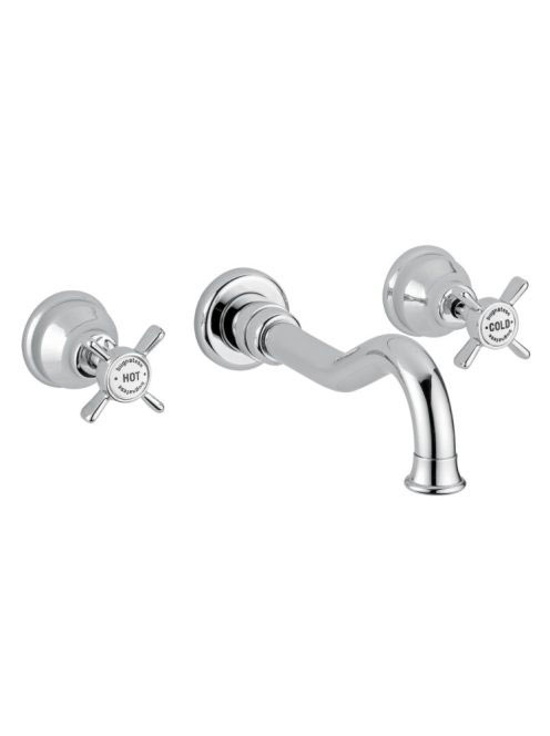 Bugnatese Princeton 3-lyukas fali mosdócsaptelep click-clack leeresztővel, 19 cm-es kifolyóval, króm/arany 865SCCRDO