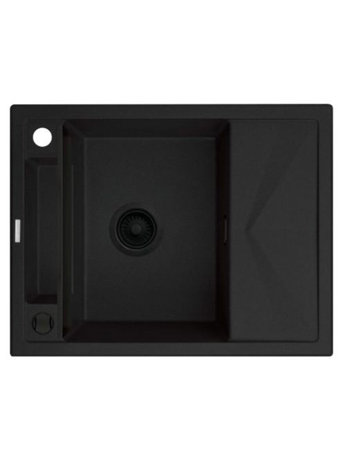 Deante Magnetic gránit mosogatótálca 64x50 cm, automatikus leeresztővel és szifonnal, matt fekete ZRM N11A