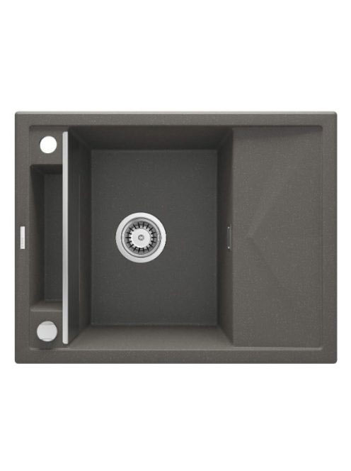 Deante Magnetic gránit mosogatótálca 64x50 cm, automatikus leeresztővel és szifonnal, antracit metál ZRM T11A
