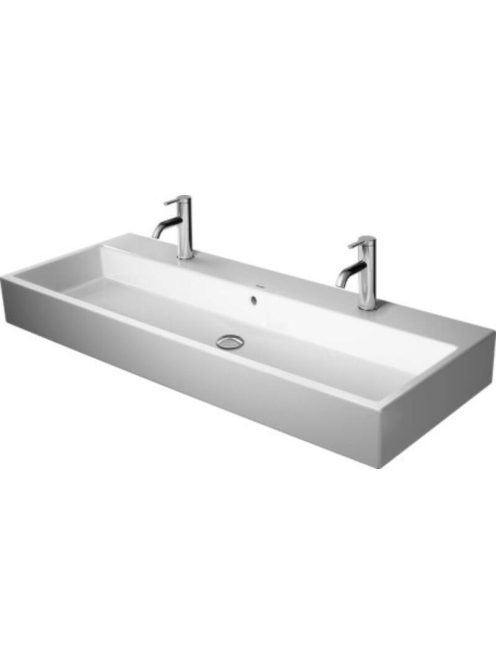 Duravit Vero Air csiszolt kerámia mosdó 120x47 cm, WonderGliss bevonattal, 2 csaplyukkal, alpin fehér 23501200261