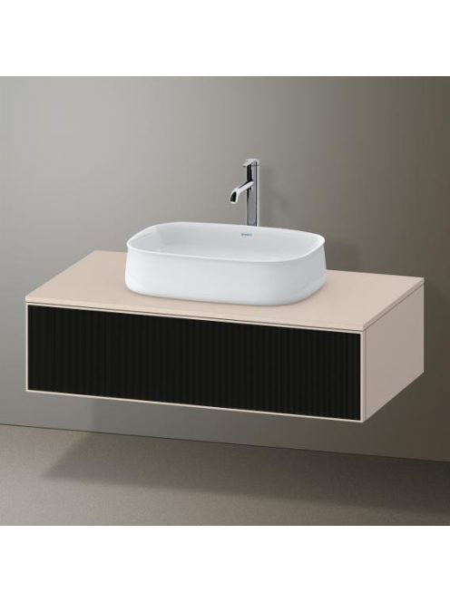 Duravit Zencha fiókos alsószekrény 100, tölgy fiókrendezővel, textúrált fekete/matt taupe ZE4811063830I00