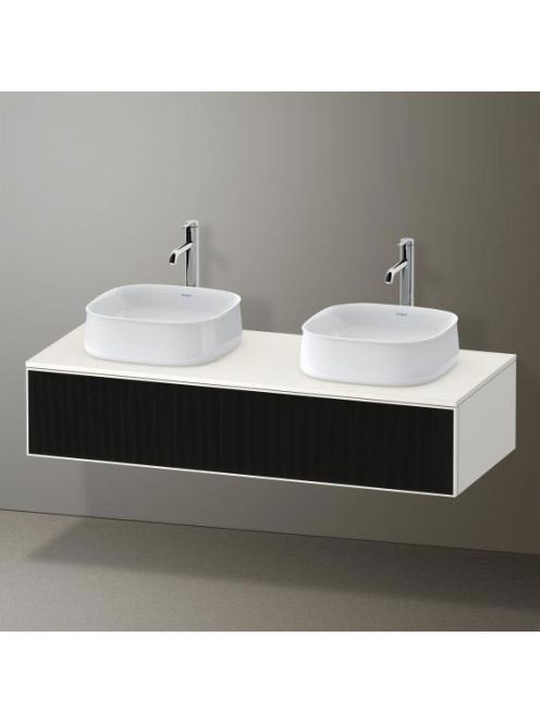 Duravit Zencha fiókos alsószekrény 130, dió fiókrendezővel, strukturált fekete/matt fehér ZE4813B63840E00