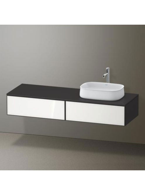 Duravit Zencha jobbos alsószekrény 160, fiókrendező nélkül, fehér üveg/matt grafit ZE4814R64800000