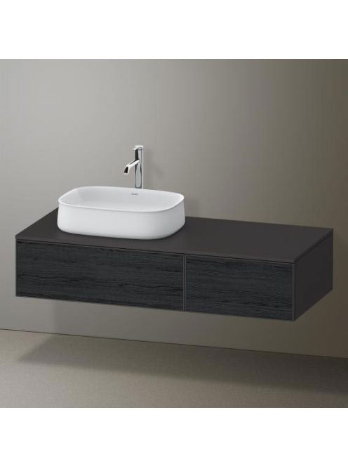 Duravit Zencha balos alsószekrény 130, dió fiókrendezővel, fekete tölgy/matt grafit ZE4816016800F00