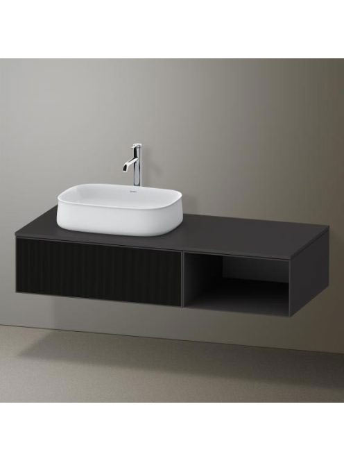 Duravit Zencha balos alsószekrény 130, dió fiókrendezővel, strukturált fekete/matt grafit ZE4818063800F00