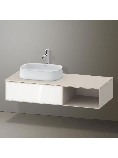 Duravit Zencha balos alsószekrény 130, dió fiókrendezővel, fehér üveg/matt taupe ZE4818064830F00