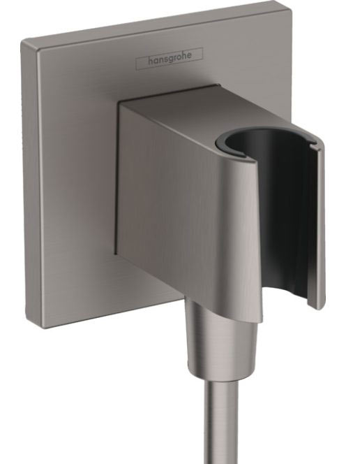 Hansgrohe FixFit E zuhanytartó fali csatlakozóval, szálcsiszolt fekete króm 26889340
