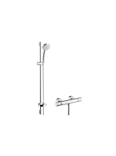 Hansgrohe Croma 100 zuhanyrendszer Vario zuhanyrúddal és Ecostat termosztáttal, króm 27035000