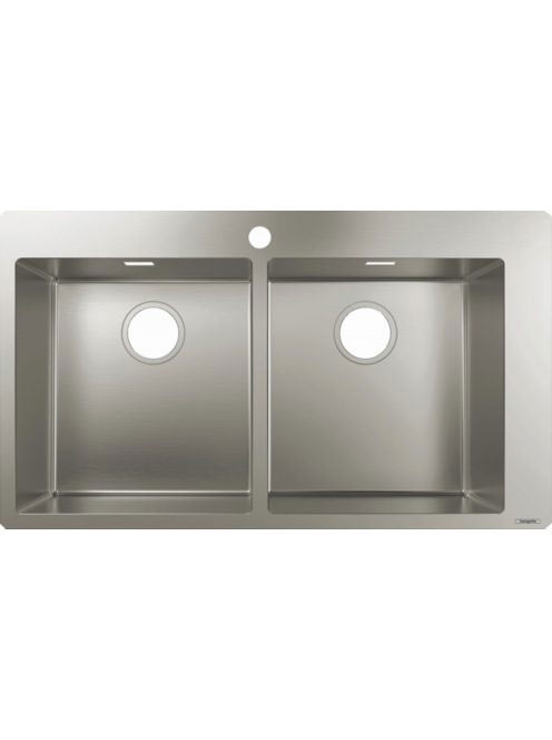 Hansgrohe S71 kétmedencés beépíthető mosogató lefolyókészlet nélkül rozsdamentes acél hatású 43303800