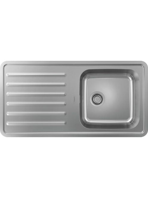 Hansgrohe S41 Beépíthető csepegtetőtálcás mosogató szifonnal 975x505 rozsdamentes acél hatású 43341800