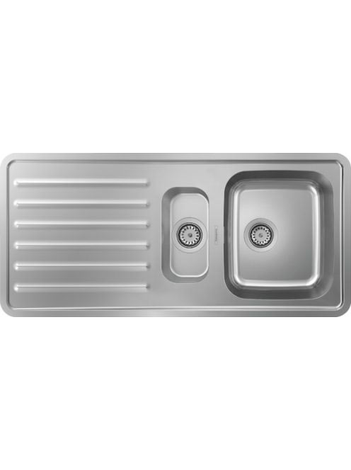 Hansgrohe S41 Beépíthető csepegtetőtálcás mosogató szifonnal 1075x505, rozsdamentes acél hatású 43342800