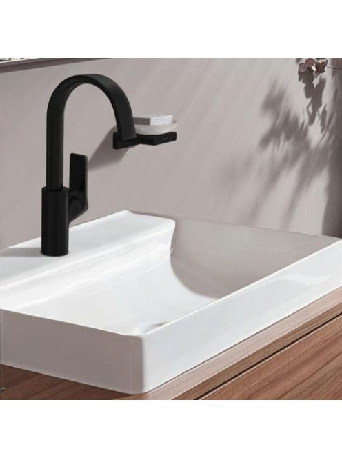 Hansgrohe Vivenis mosdócsaptelep elforgatható kifolyóval, lefolyógarnitúrával, matt fekete 75030670