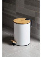 Aqualine Bambus szemetes 5l, Soft Close, fehér BI007 - Fürdő