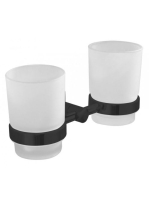 Aqualine Samba dupla pohártartó, tejüveg/fekete konzol SB205