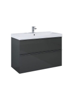 Arezzo design Monterey 100 alsószekrény 2 fiókkal és szifonkivágással, magasfényű antracit AR-167086