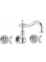 Bugnatese Arcadia 3-lyukas fali mosdócsaptelep Click-Clack leeresztővel, 22 cm-es kifolyóval, króm/arany 8370SCCRDO