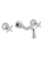 Bugnatese Princeton 3-lyukas fali mosdócsaptelep click-clack leeresztővel, 19 cm-es kifolyóval, króm/arany 865SCCRDO