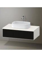 Duravit Zencha fiókos alsószekrény 100, dió fiókrendezővel, textúrált fekete/matt fehér ZE4811063840E00