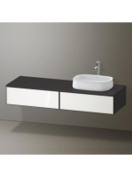 Duravit Zencha jobbos alsószekrény 160, dió fiókrendezővel, fehér üveg/matt grafit ZE4814R64800F00