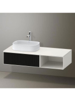 Duravit Zencha balos alsószekrény 130, dió fiókrendezővel, strukturált fekete/matt fehér ZE4818063840F00