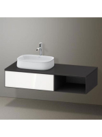 Duravit Zencha balos alsószekrény 130, dió fiókrendezővel, fehér üveg/matt grafit ZE4818064800F00