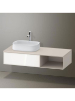 Duravit Zencha balos alsószekrény 130, dió fiókrendezővel, fehér üveg/matt taupe ZE4818064830F00