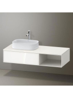 Duravit Zencha balos alsószekrény 130, dió fiókrendezővel, fehér üveg/matt fehér ZE4818064840F00