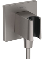 Hansgrohe FixFit E zuhanytartó fali csatlakozóval, szálcsiszolt fekete króm 26889340