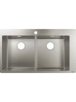Hansgrohe S71 kétmedencés beépíthető mosogató lefolyókészlet nélkül rozsdamentes acél hatású 43303800