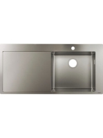 Hansgrohe S71 beépíthető csepegtetőtálcás mosogató 450 egy furattal, lefolyókészlet nélkül rozsdamentes acél hatású 43306800