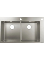 Hansgrohe S71 kétmedencés beépíthető mosogató 2 furattal, lefolyókészlet nélkül rozsdamentes acél hatású 43311800