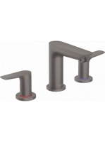 Hansgrohe Talis E szálcsiszolt fekete/króm 3-lyukú mosdócsaptelep automata lefolyógarnitúrával 71733340