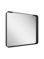 Ravak Strip fekete fürdőszobai tükör 80x70 cm, világítással