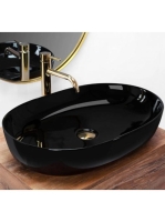 Rea Cleo pultra tehető kerámia mosdótál 60,5x41 cm, fekete R