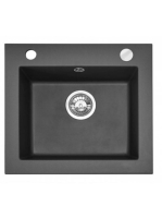 Rea West gránit szögletes mosogató 48,5x44 cm, metál fekete