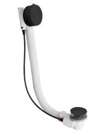 Polysan Marble kád le-és túlfolyó, bovdenes, fekete 11041B -