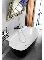 Polysan Nigra falhoz illeszthető kád 158x80 cm, fekete/fehér