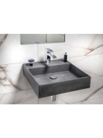 Sapho Quadrado beton mosdó lefolyóval 46x46cm, szürke gránit