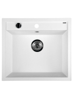 Sapho Gránit egymedencés mosogató 57x51 cm, túlfolyóval, feh
