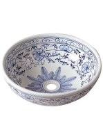 Sapho Priori kerámia mosdó kék mintával 41x15 cm, fehér PI01