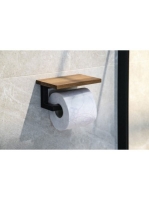 Sapho Ska WC-papír tartó tömör tölgy polccal, matt fekete SK