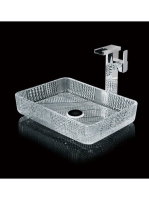 Sapho Beauty Narva gravírozott üvegmosdó 44,5x33 cm, transzp