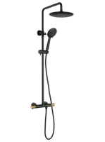 Sapho Solaris termosztátos zuhanyrendszer, matt fekete/arany