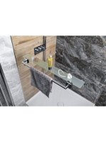 Polysan X-Square üvegpolc törölközőtartóval üvegre 80 cm, kr