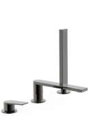 Tres Project 3-lyukú kádtöltő csaptelep zuhanyszettel, Metál