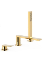 Tres Project 3-lyukú kádtöltő csaptelep zuhanyszettel, Arany
